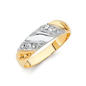 14k Yellow Gold and white gold 6 mm Round Men's Wedding band Ring size 10
